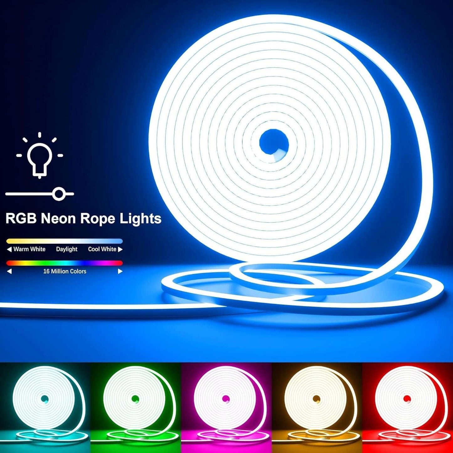 12M(2 Roll 6M) RGB Neon Lights LED Rope Light,40Ft Waterproof Bluetooth APP Remote Control Music Sync Strip Light,24V Flexible DIY Silicone Light for Bedroom Home Indoor Outdoor Decor(40Ft)