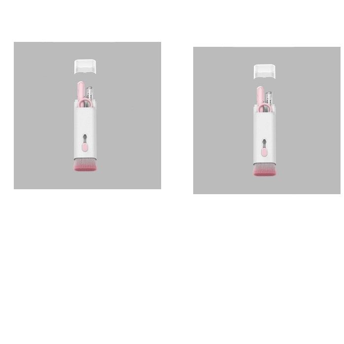 Bluetooth headset cleaning pen with brush and spray bottle for laptop and mobile devices in pink and blue colors
