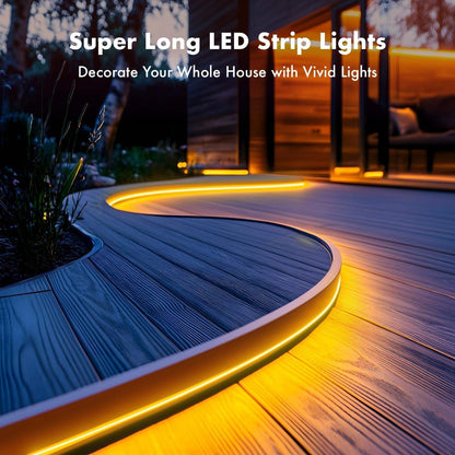 Neon Rope Lights, 50FT RGB LED Strip Lights, Waterproof IP67 LED Lights for Bedroom, DIY Design, Music Sync, 44 Key Remote Control, Multiple Modes for Bedroom, Holiday Decoration