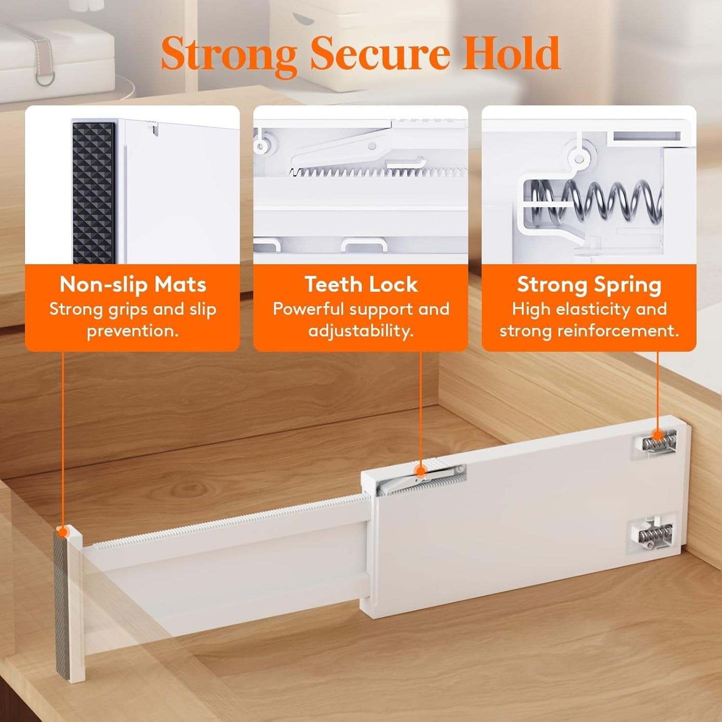 5 Pack 4" High Drawer Dividers 34-56Cm/13.5-22" Adjustable Drawer Organizer for Clothes/Utensils, Expandable Drawer Separator in Dresser/Kitchen/Bedroom/Office Organization & Storage White