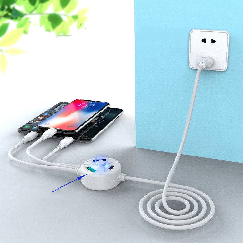 PDPVC mobile phone charging cable with USB, Mini USB, Micro USB, and TYPE-C connectors, 1.2m length, fast PD charging and data transfer, high temperature resistant PVC material