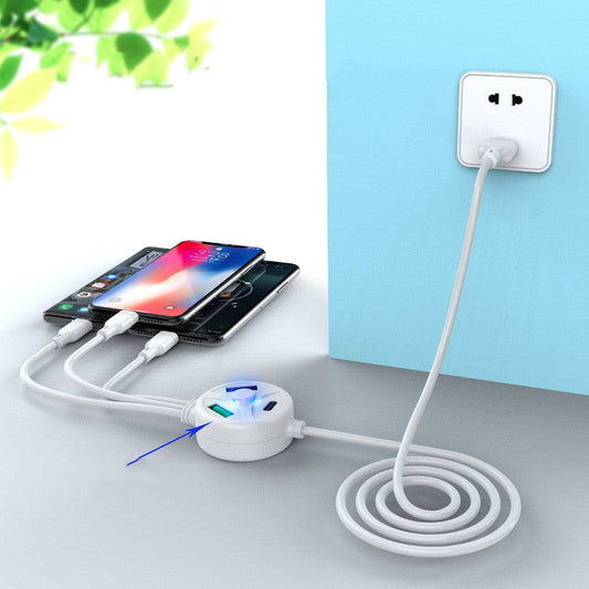 PDPVC mobile phone charging cable with USB, Mini USB, Micro USB, and TYPE-C connectors, 1.2m length, fast PD charging and data transfer, high temperature resistant PVC material