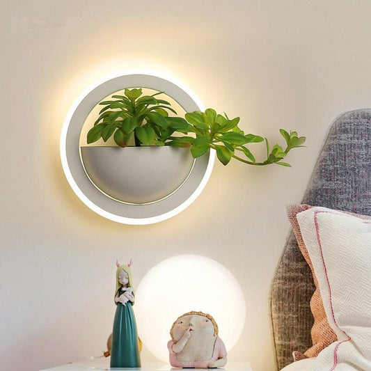 Modern minimalist wall light LED lamp on domestic wall with electronic transformer and button switch