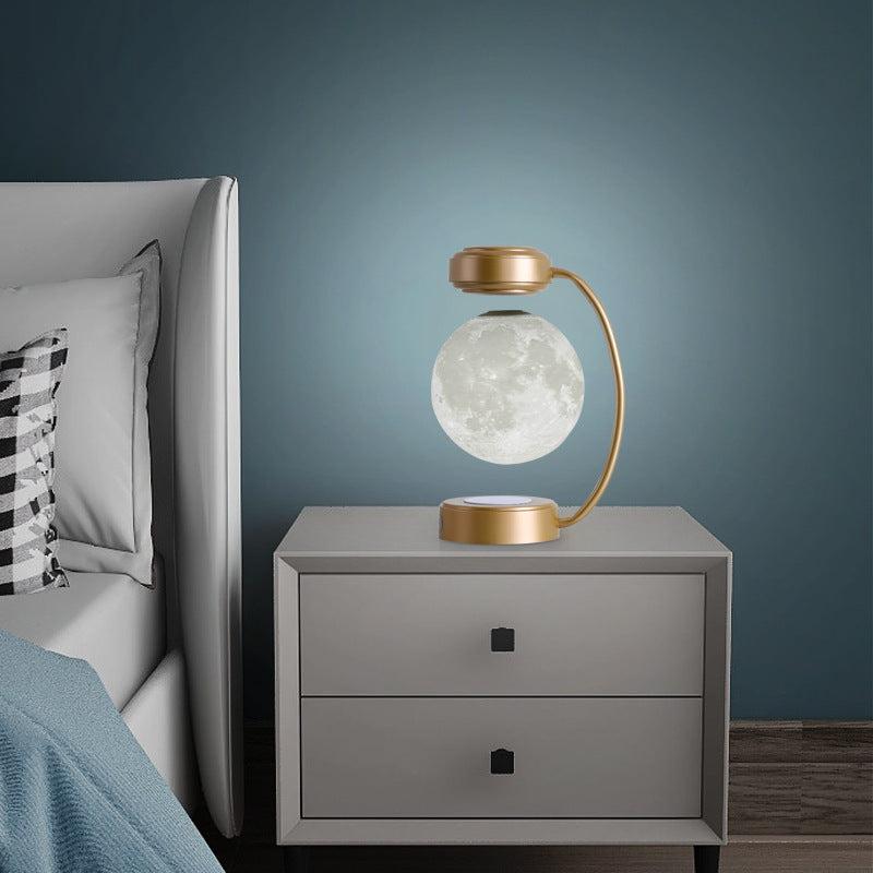 Modern Magnetic Levitation Moon Lamp with 3-color touch light for bedside table