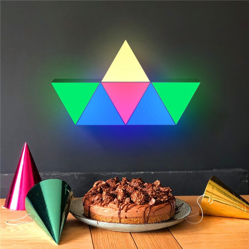 Splicing Triangle Modular LED decorative RGB lights with mobile app control and USB sockets