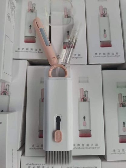 Bluetooth headset cleaning pen and six-piece laptop cleaning kit with brush and keycap buckle in pink and blue colors