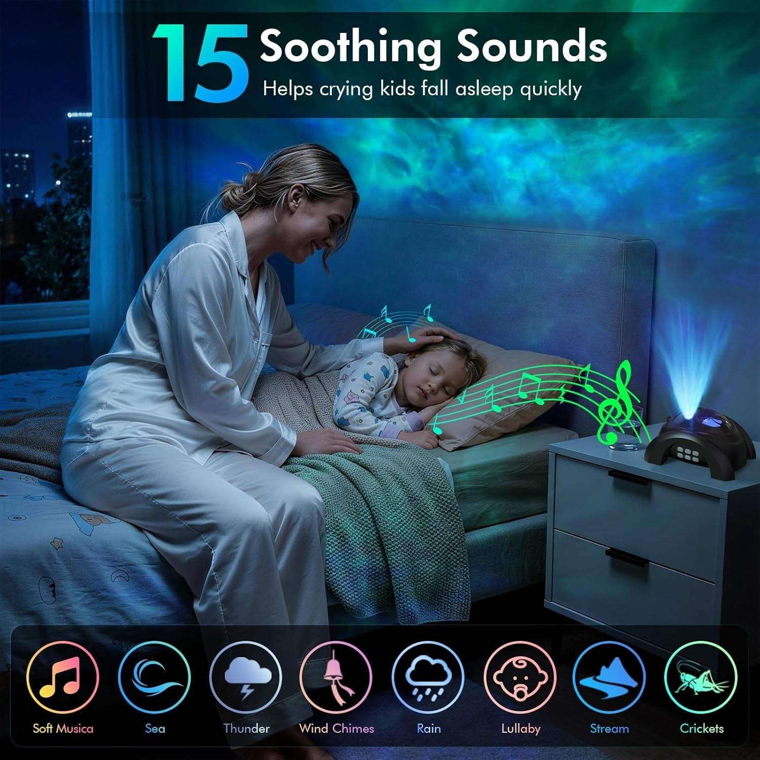 Dual Lens Galaxy Projector, Star Projector for Bedroom with 58 Light Effects, Night Light Projector with White Noise & Bluetooth Speaker, Remote Timer, Room Decor Gift for Kids Adults Teens