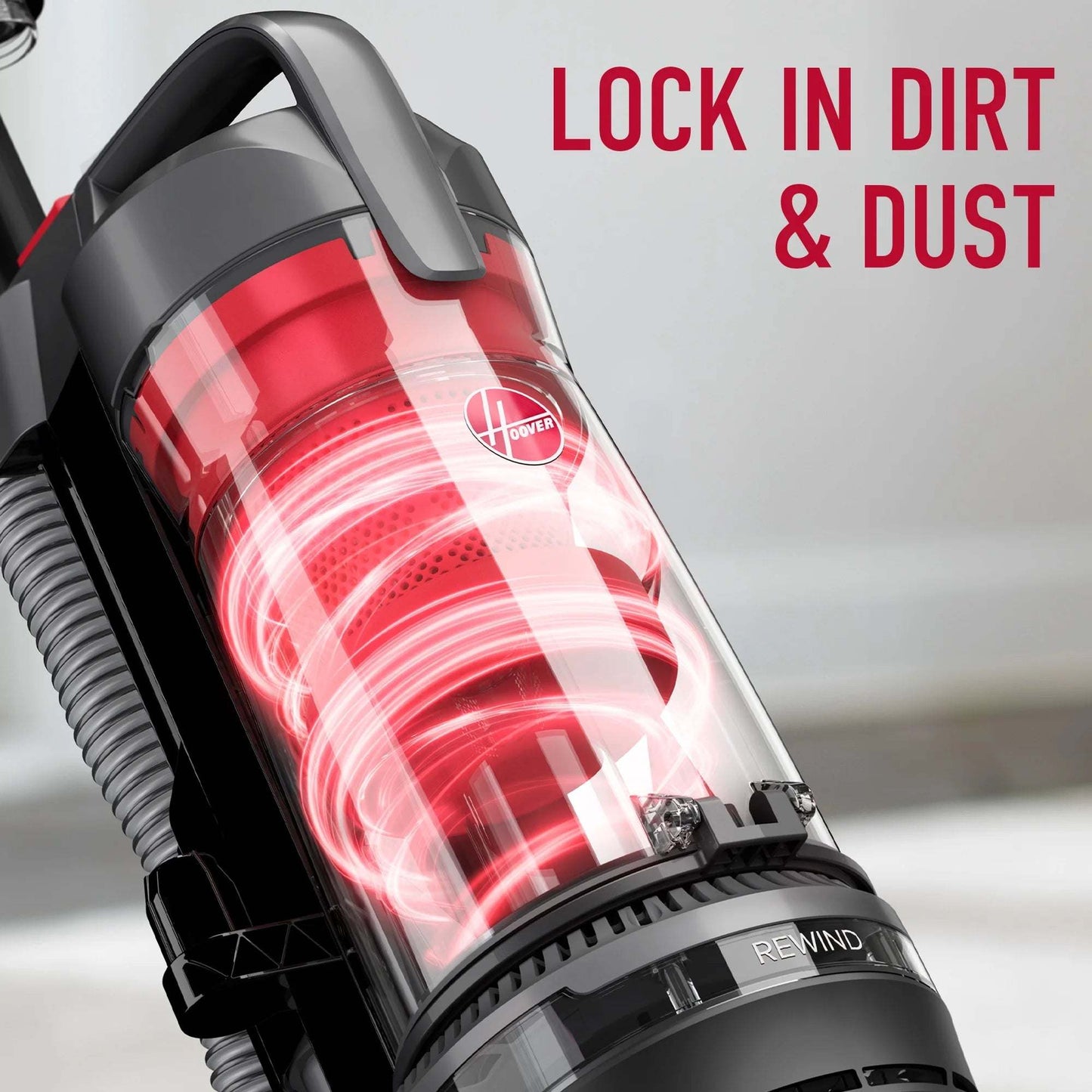 Rewind Pet Bagless Upright Vacuum Cleaner, Pet Friendly, Automatic Cord Rewind, Multi-Surface and above Floor Cleaning, UH77410V, Gray & Red
