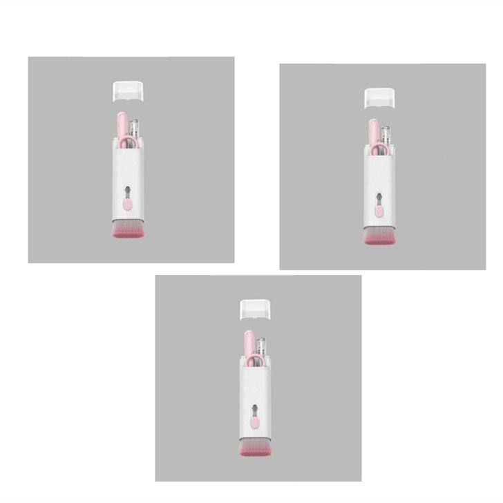Bluetooth headset cleaning pen and six-piece laptop cleaning kit with brush and keycap buckle in pink and blue