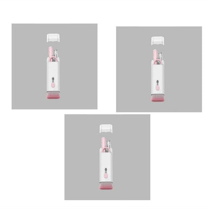 Bluetooth headset cleaning pen and six-piece laptop cleaning kit with brush and keycap buckle in pink and blue