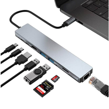 Eight-in-one Expansion Dock USB Type-C Hub Aluminum Alloy Docking Station