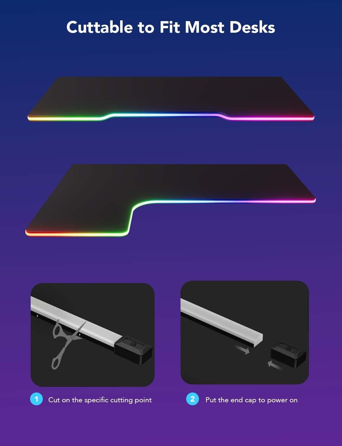 Govee RGBIC Gaming Lights, 10Ft Neon Rope Lights Soft Lighting for Gaming Desks, LED Strip Lights Syncing with Razer Chroma, Support Cutting, Smart App Control, Music Sync, Adapter (Only 2.4G Wi-Fi)