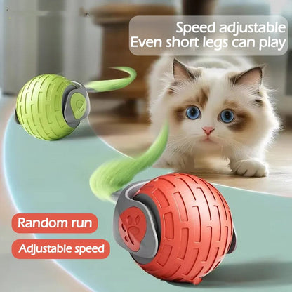 Interactive cat toy ball in sapphire blue for smart automatic pet play and USB rechargeable fun