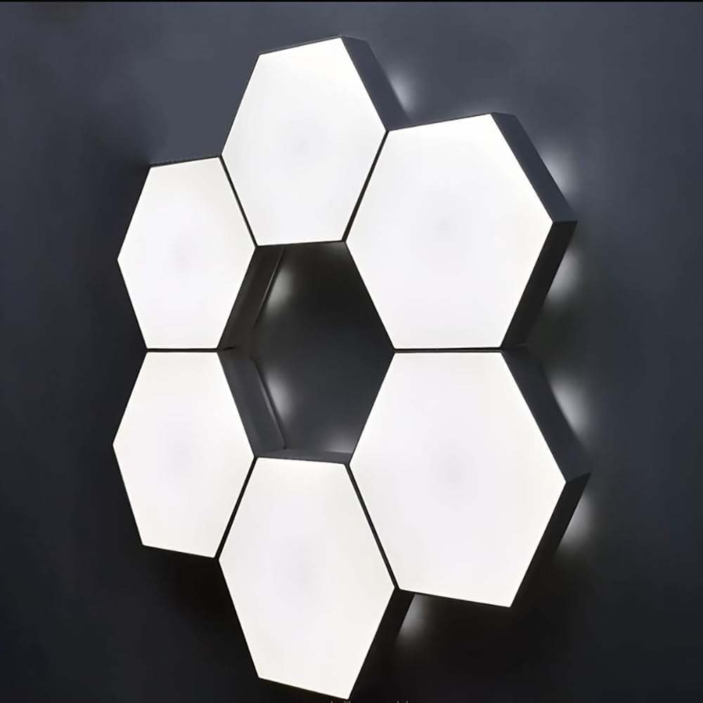 Hexagon Lights, Minimalist White Touch Night Light, Center Touch-Sensitive Wall Panels, Hex Light with Usb-Power for Autism, Game Room Decor, Party (6)