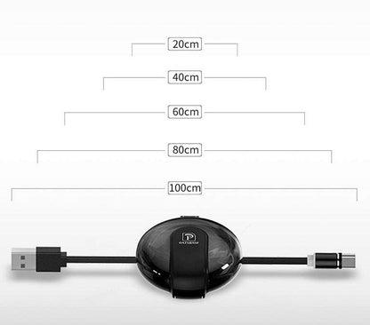 3-in-1 magnetic retractable charger with multifunctional car holder and fast charging features