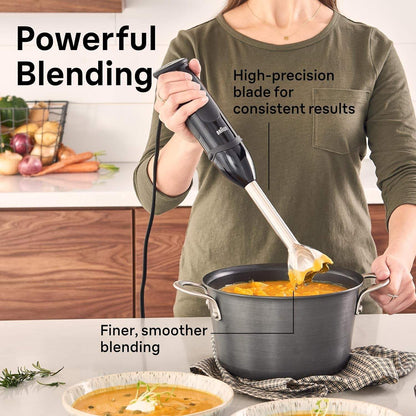 Braun MQ5000 Vario Hand Blender Stick – 21-Speed Handheld Immersion Blender with Turbo Boost, Stainless Steel Blades, Splashcontrol, Easyclick System, 400W, Hand Blenders for Smoothies