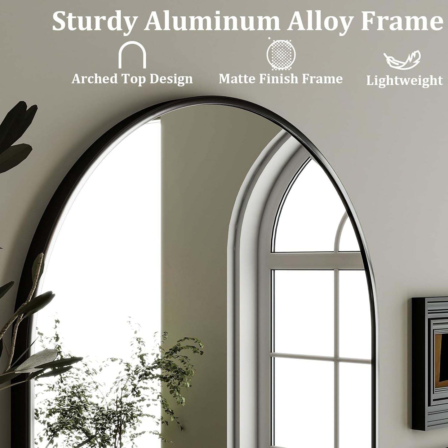 Arched Wall Mirror 24"X36" – Black Metal Frame Vanity Mirrors for Bedroom, Entryway, Living Room Decor