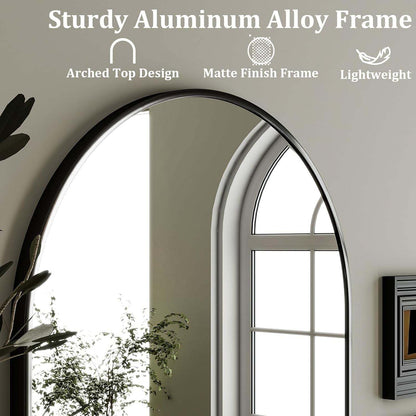 Arched Wall Mirror 24"X36" – Black Metal Frame Vanity Mirrors for Bedroom, Entryway, Living Room Decor