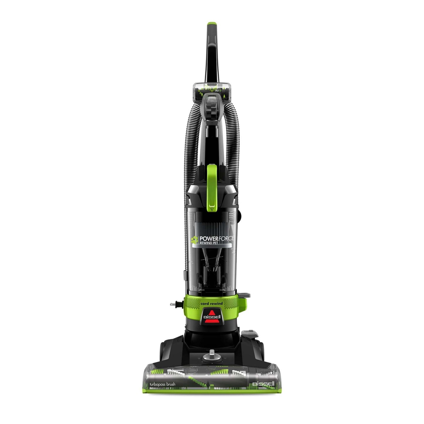 BISSELL Powerforce Helix Turbo Rewind Pet upright vacuum with automatic cord rewind and pet hair removal features