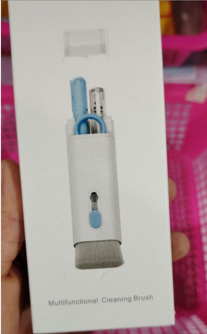 Bluetooth headset cleaning pen and laptop cleaning kit with brush and spray bottle in pink and blue colors