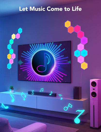 Govee Glide Hexa Light Panels, RGBIC Hexagon LED Wall Lights, Wi-Fi Smart Home Creative Wall Lights with Music Sync, Works with Alexa Google Assistant for Indoor Gaming Decor, 10 Pack
