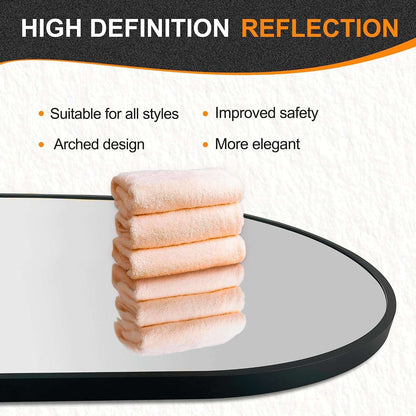 Bathroom Vanity Mirror for Wall, 36''X24'' Black Oval Bathroom Mirror for over Sink, Bedroom, Living Room, Entryway, HD Tempered Glass, Wall Mounted Horizontally or Vertically