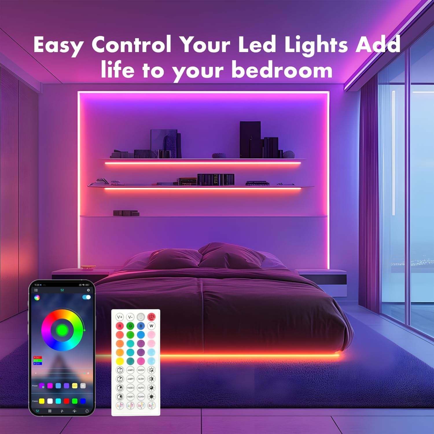Neon Rope Lights,65.6Ft RGB LED Strip Lights, App Control, IR Remote, Music Syncing, Outdoor IP67 Waterproof, Flexible Strip Cuttable for Bedroom, Gaming, Party(2 Rolls of 32.8FT)