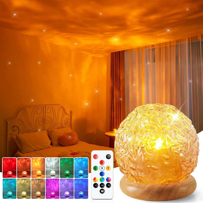 3-in-1 ambient lighting lamp with sunset, ocean, and northern lights projector for bedroom decor and mood lighting