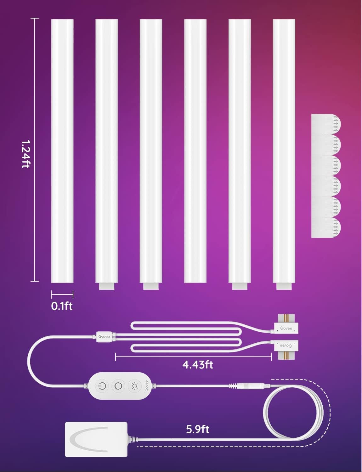 Govee Glide Wall Lights, RGBIC LED Light, Smart Gaming Light Compatible with Smartthings, RGB Lights Bar, LED Wall Lights for Bedroom, 2 Panels Set (3 Sections/Panel), Not Flexible