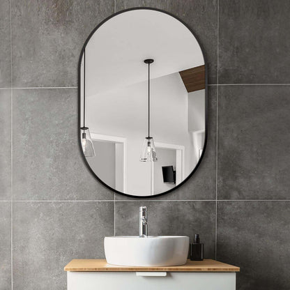 Bathroom Vanity Mirror for Wall, 36''X24'' Black Oval Bathroom Mirror for over Sink, Bedroom, Living Room, Entryway, HD Tempered Glass, Wall Mounted Horizontally or Vertically