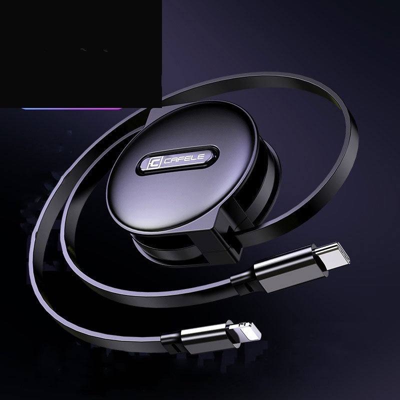 Black fast charging cable with 18W PD single port for mobile phones, adjustable length and rust-resistant finish