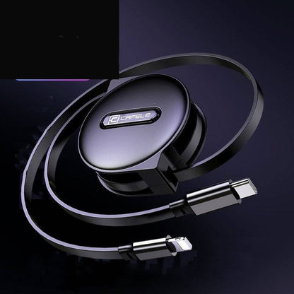 Black fast charging cable with 18W PD single port for mobile phones, adjustable length and rust-resistant finish
