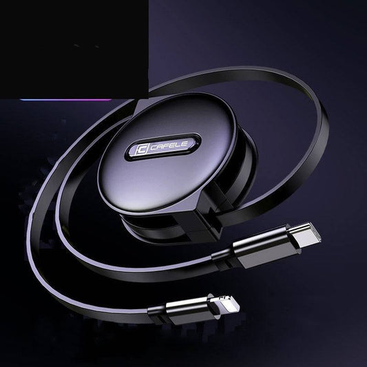 Black fast charging cable with 18W PD single port for mobile phones, adjustable length and rust-resistant finish