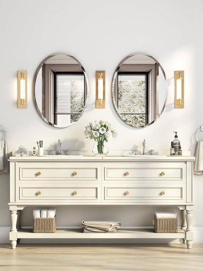 17.8X23.6 Oval Frameless Bathroom Vanity Mirror | 0.7-Inch Beveled Edge