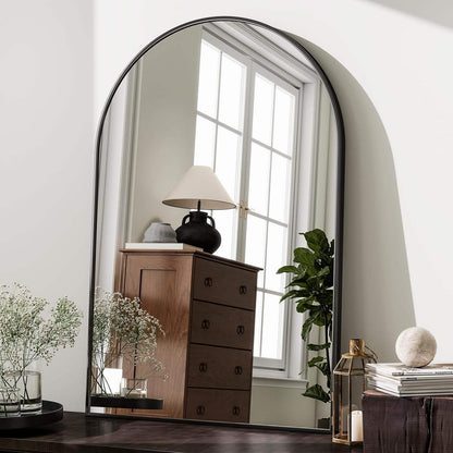 Arched Wall Mirror 24"X36" – Black Metal Frame Vanity Mirrors for Bedroom, Entryway, Living Room Decor