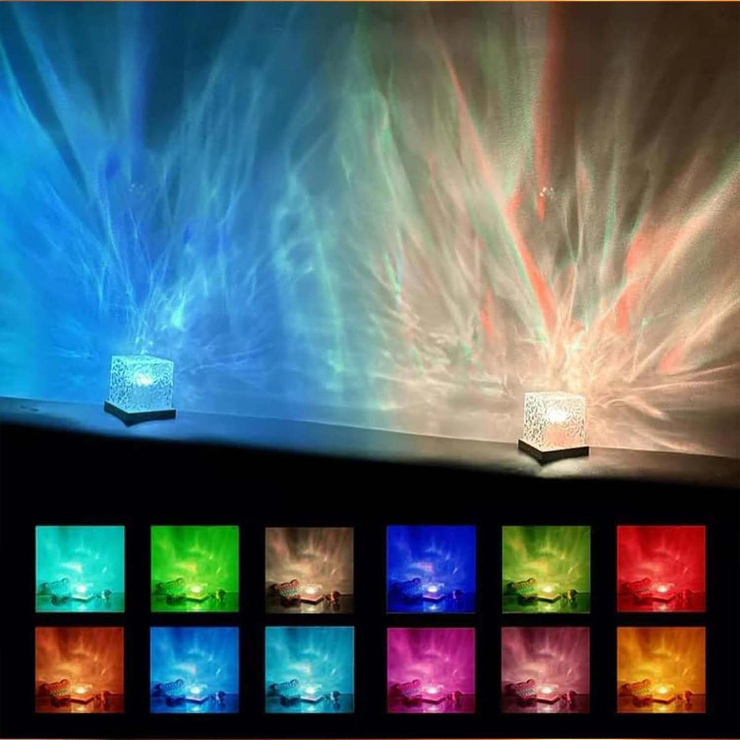 Ocean Wave Projector Light, 16-Color LED Shower Lamp with Remote, 3D Water Ripple Projection, Romantic Ambient Lighting for Kids Room, Relaxation, Bedroom, Bathroom & Night Light
