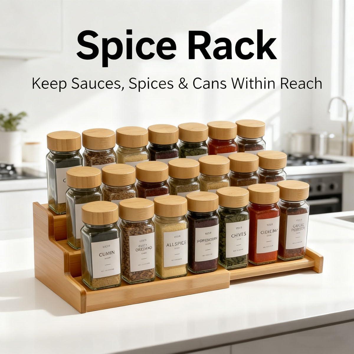 Spice Rack Organizer for Cabinet, Spice Organization for Cabinet, Spice Rack for Countertop,15.7 Inch Adjustable Seasoning Organizer Spice Organizer (1 Pack, Medium)
