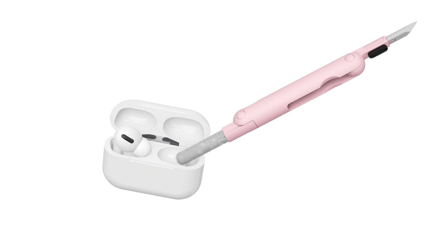 Bluetooth headset cleaning pen and laptop cleaning kit with brush and keycap buckle in pink and blue colors