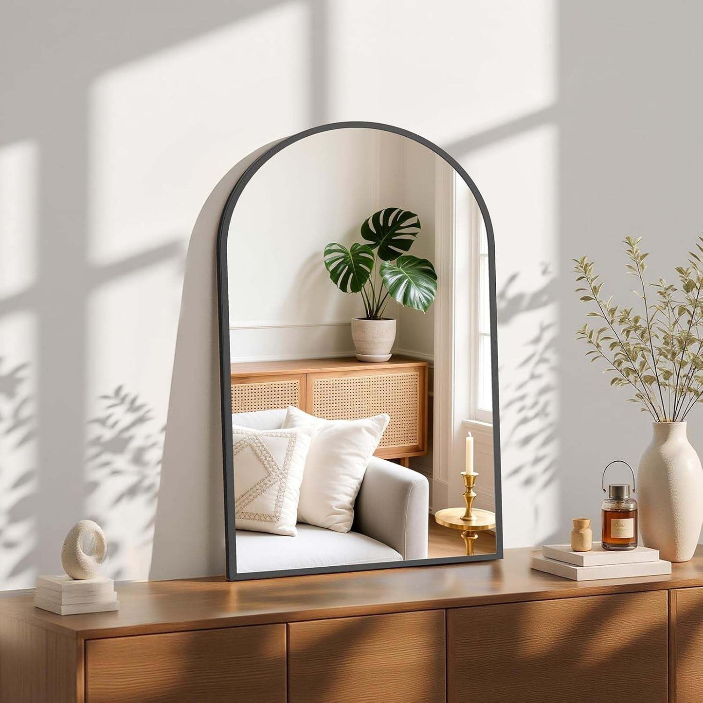 20"X30" Arched Black Bathroom Mirrors for Wall | Bathroom Mirrors for over Sink, Metal Framed with HD Shatter-Proof Glass for Entryway, Living Room, Bedroom