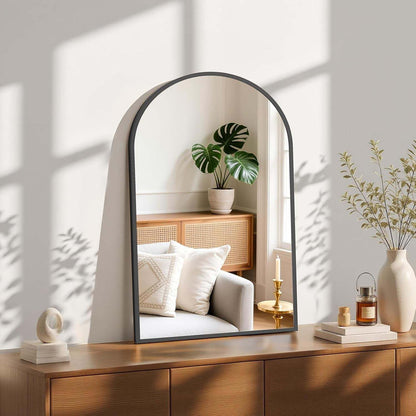 20"X30" Arched Black Bathroom Mirrors for Wall | Bathroom Mirrors for over Sink, Metal Framed with HD Shatter-Proof Glass for Entryway, Living Room, Bedroom