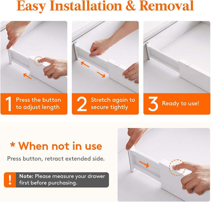 5 Pack 4" High Drawer Dividers 34-56Cm/13.5-22" Adjustable Drawer Organizer for Clothes/Utensils, Expandable Drawer Separator in Dresser/Kitchen/Bedroom/Office Organization & Storage White