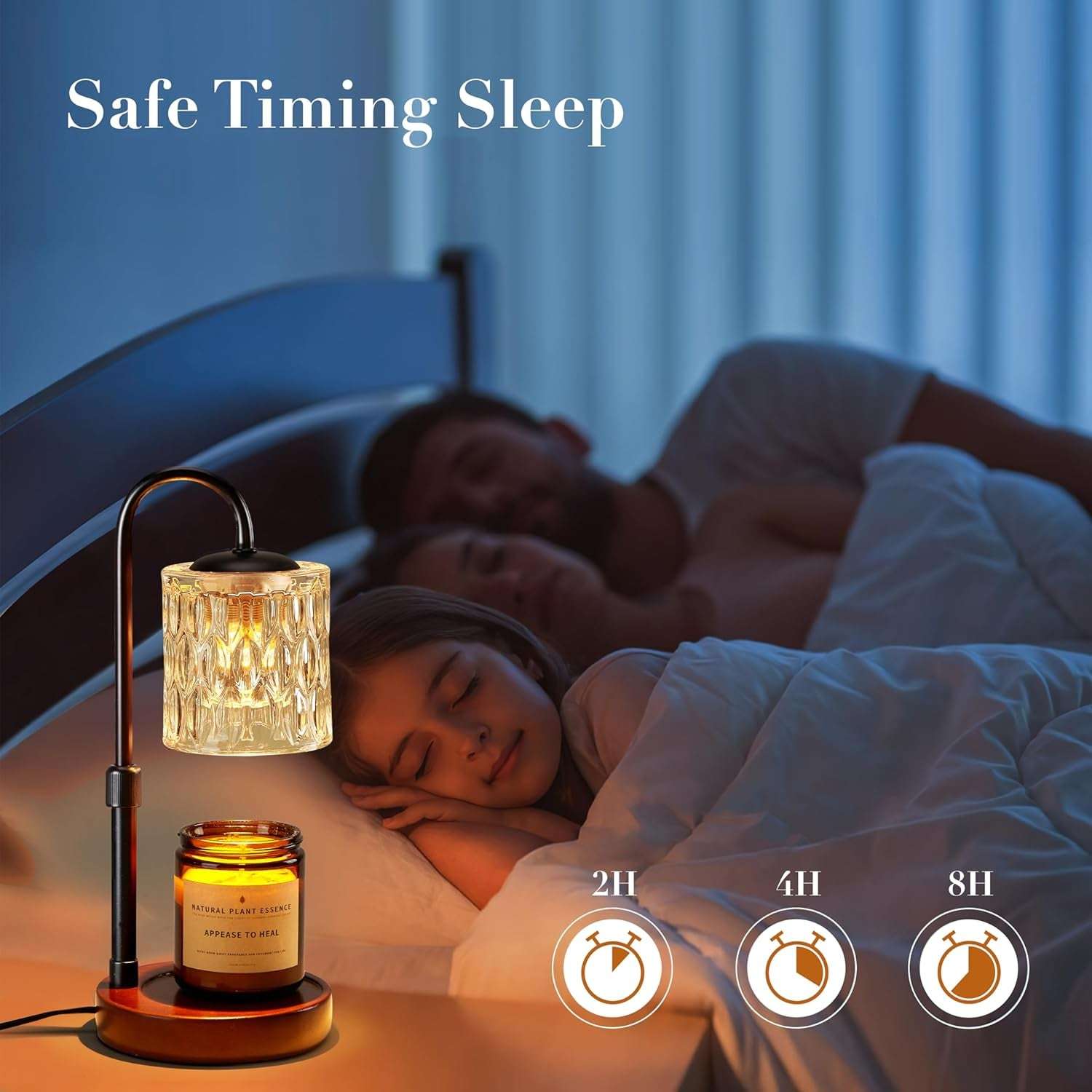 Dimmable Candle Warmer Lamp with Timer, Height Adjustable Electric Candle Wax Warmer, Christmas Birthday Gifts for Women Mom, House Warming Gifts New Home Room Decor, Walnut Solid Wood Base