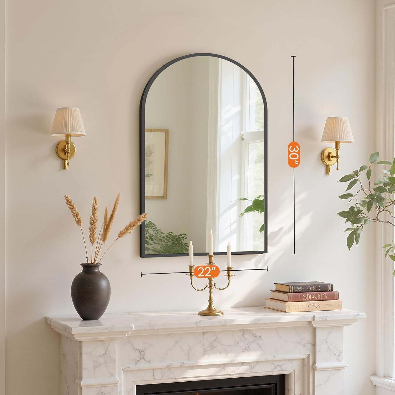 20"X30" Arched Black Bathroom Mirrors for Wall | Bathroom Mirrors for over Sink, Metal Framed with HD Shatter-Proof Glass for Entryway, Living Room, Bedroom