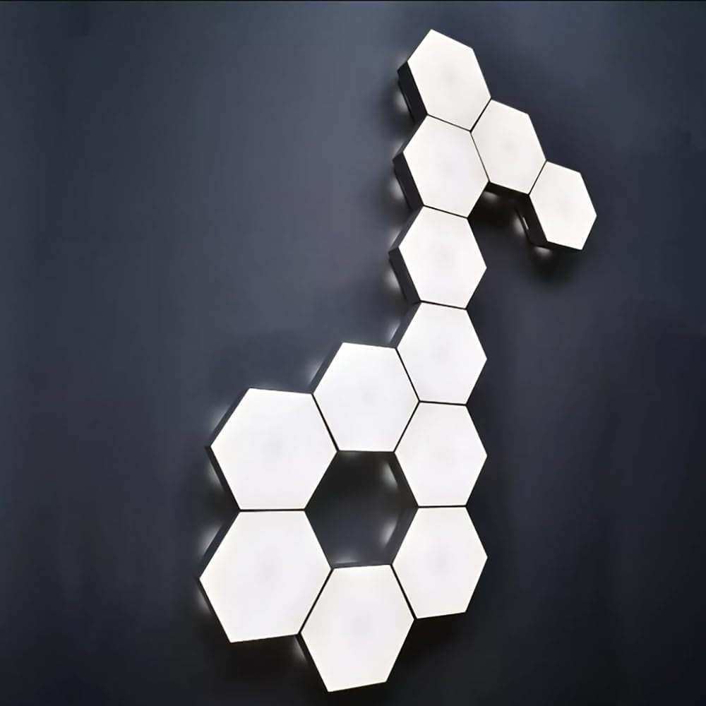 Hexagon Lights, Minimalist White Touch Night Light, Center Touch-Sensitive Wall Panels, Hex Light with Usb-Power for Autism, Game Room Decor, Party (6)