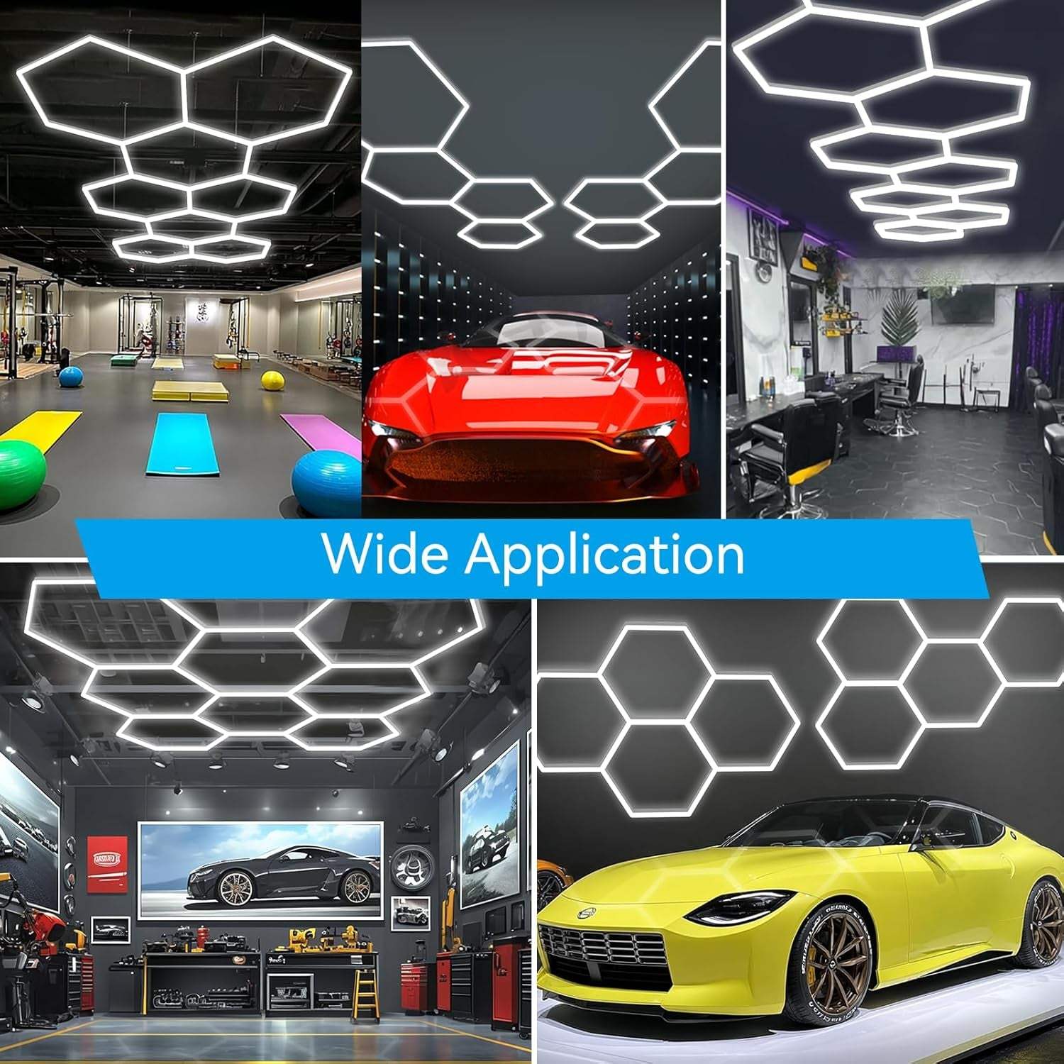 Hexagon 5000K LED Garage Lights: 25 Pack Updated 1.31-Inch Wider Size,26300Lm Super Bright Hex Lighting Ceiling LED Shop Light for Garage, Car Detailing, Workshop, Warehouse, Gym, Basement