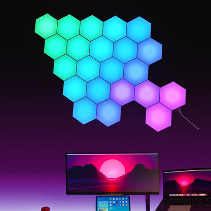 Colorful color-changing hexagonal gaming wall lamp with smart light induction and remote control