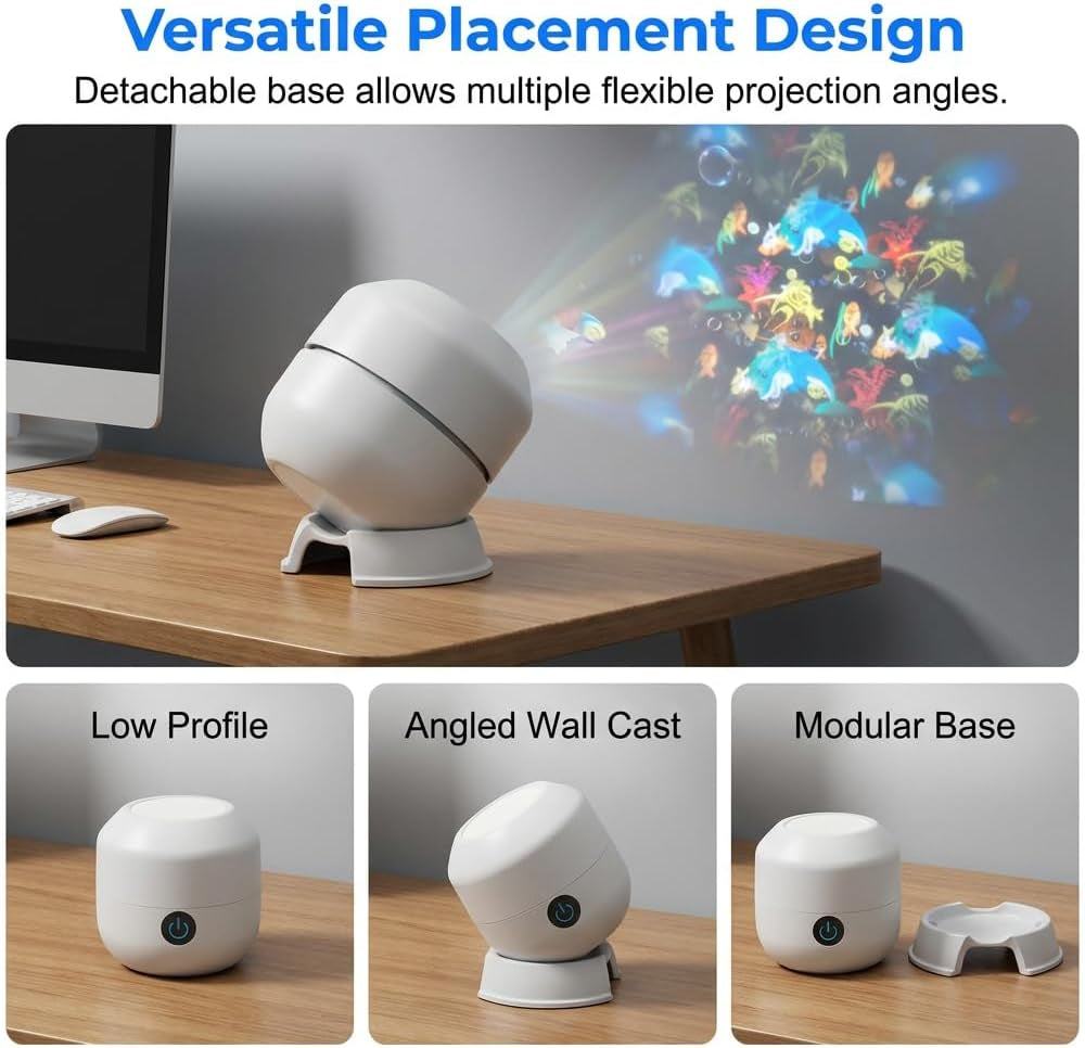 Dynamic Rotating LED Projector Light, 360° Rotating Ocean Wave Night Projection Night Light, Multi-Angle Projection Base, for Meditation, Bedroom, Home Theater (Ocean)