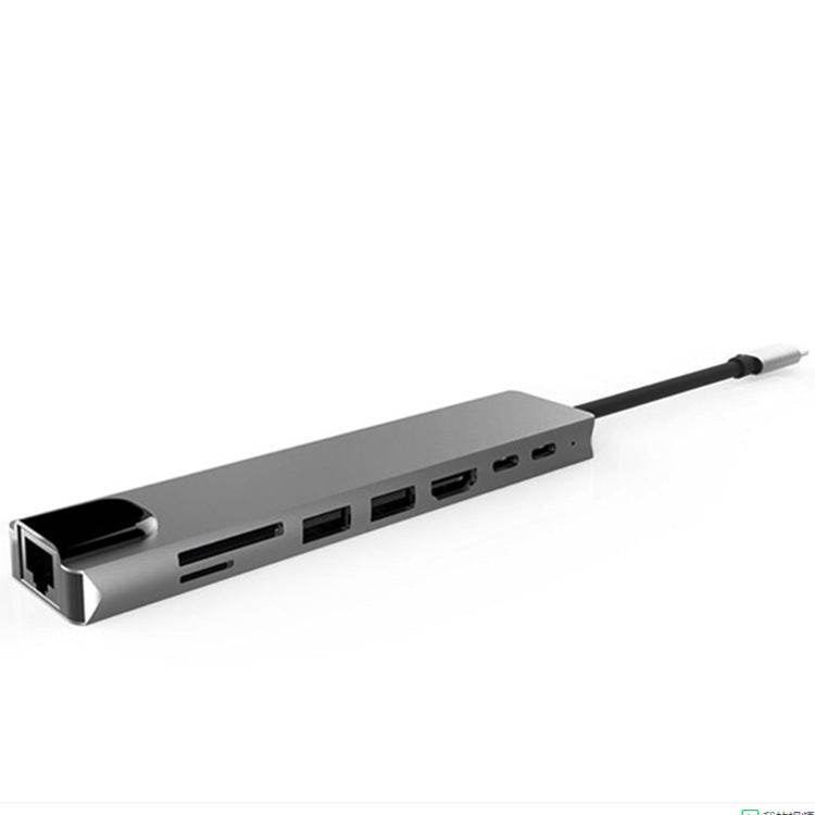 Eight-in-one Expansion Dock USB Type-C hub docking station aluminum alloy compact design with 8 ports