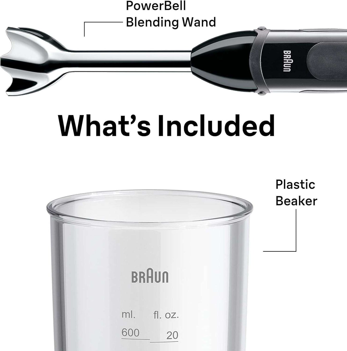 Braun MQ5000 Vario Hand Blender Stick – 21-Speed Handheld Immersion Blender with Turbo Boost, Stainless Steel Blades, Splashcontrol, Easyclick System, 400W, Hand Blenders for Smoothies