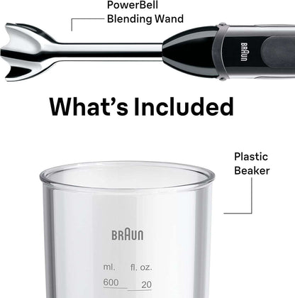 Braun MQ5000 Vario Hand Blender Stick – 21-Speed Handheld Immersion Blender with Turbo Boost, Stainless Steel Blades, Splashcontrol, Easyclick System, 400W, Hand Blenders for Smoothies